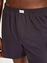 Boxer de corte clásico y holgado, confeccionado en algodón gris, con cintura elástica y bragueta frontal.