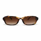Lentes de sol Icon modelo Merlot, con armazón rectangular translúcido en tono marrón y cristales oscuros.