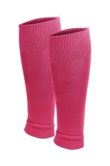 Medias de fútbol de caña alta, color fucsia, con puño elástico reforzado en la parte superior y en el tobillo.