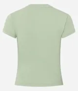 Blusa básica de mujer marca Blue Steel, confeccionada en tejido rib de algodón con elastano. Presenta un diseño ajustado al cuerpo, cuello redondo y mangas cortas.