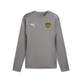 Buzo deportivo de manga larga Puma para hombre, color gris, con cuello redondo y detalles en los laterales. Incluye el logo de Puma en blanco y el escudo oficial del Club Atlético Peñarol en el pecho.