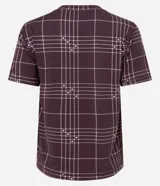 Blusa de pijama Lov de manga corta y cuello redondo, con estampado de cuadros escoceses en tonos bordó y líneas blancas. Confeccionada en tejido suave con acabado peach touch.
