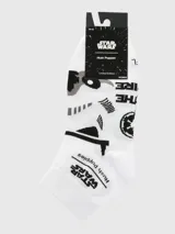 Calcetines cortos de algodón color blanco con estampado gráfico inspirado en la armadura de los Stormtroopers de Star Wars.