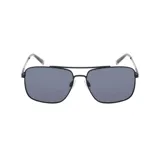 Lentes de sol INVU unisex, con montura metálica negra, forma cuadrada y lentes polarizadas grises.