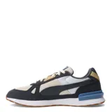 Championes Puma Graviton Pro, color gris con detalles en blanco, negro, naranja y verde.