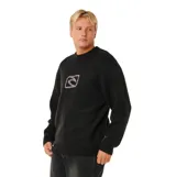 Buzo de tejido de punto Rip Curl, color negro, con cuello redondo y logo de la marca bordado en el centro del pecho en color gris.
