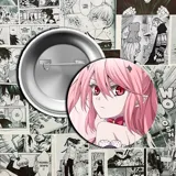 Pin metálico con imagen de los personajes Yuichiro Hyakuya y Mikaela Hyakuya de la serie Owari No Seraph.