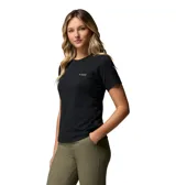 Remera deportiva Columbia de manga corta, color negro, con tecnología de absorción de humedad y protección solar UPF 50, perteneciente a la línea Titanium.