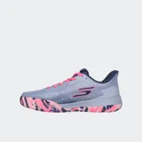 Championes deportivos Skechers Viper Pro 2.0, color amarillo con detalles en lila y suela multicolor.