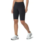 Bermuda deportiva tipo biker de tiro alto, color negro, con ajuste ceñido al cuerpo.