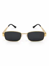 Lentes de sol Magnolia de diseño rectangular, con armazón metálico dorado y cristales oscuros.