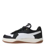 Championes urbanos Puma modelo Park Luna, de diseño retro con base blanca, detalles en negro y suela de goma color caramelo. Presentan cordones anchos y logo de la marca en la lengüeta.