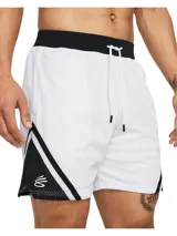 Short deportivo blanco de malla con calza interior negra estampada.