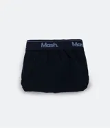 Calzoncillo slip gris de media malla con cintura elástica blanca con logo Mash.