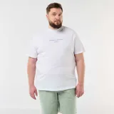 Camiseta blanca de manga corta, con cuello redondo y estampado pequeño en el pecho con el texto "Costa Limone Naturale Selezionato" en azul.