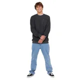 Buzo Rip Curl Grid Crew color negro, de manga larga, con cuello redondo y bolsillo tipo parche en el pecho con etiqueta de la marca.