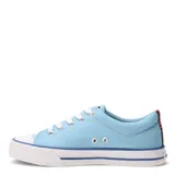 Championes urbanos Topper modelo Derby, color celeste, confeccionados en lona con cordones blancos y suela de goma blanca con detalle de línea azul.