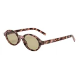 Lentes de sol I-Sea modelo Josie, con armazón ovalado de policarbonato con estampa carey en tonos marrones y cristales verdosos.