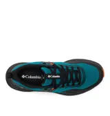 Championes de trekking Columbia Konos Trs Omni-Max para hombre, en color verde azulado y negro con detalles en naranja. Empeine de malla transpirable con sobrecapas sin costuras y suela dentada para mayor tracción.
