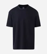 Remera masculina de algodón y poliéster, color verde claro, con cuello redondo, manga corta y corte relajado. Presenta una textura de mini waffle.