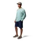 Remera deportiva de manga larga Columbia Terminal Tackle, color verde menta, con tecnología Omni-Shade y Omni-Wick. Presenta mangas raglán y logo de la marca estampado en el pecho y en la manga izquierda.