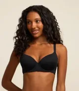 Soutien básico negro de microfibra con relleno, base reforzada y breteles regulables.