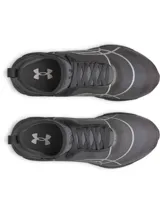 Championes de entrenamiento Under Armour modelo UA W Sculpt TR, color gris oscuro con diseño de líneas abstractas en tono más claro. Presentan una estructura de micromalla transpirable, lengüeta de una sola pieza y entresuela de amortiguación EVA.