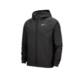 Campera deportiva Nike Essential para hombre, confeccionada en tejido ligero repelente al agua. Presenta cierre frontal completo, capucha ajustable y bolsillos laterales con cierre.