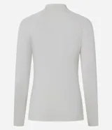 Remera deportiva de manga larga color negro, de ajuste ceñido, con cuello alto y media cremallera delantera.