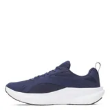 Championes de running Under Armour modelo Assert 11, color azul marino con detalles en blanco y suela negra. Presentan una parte superior de malla transpirable con refuerzos sintéticos y el logo de la marca en el lateral.