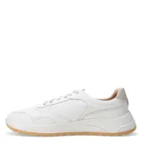 Championes urbanos Democrata modelo Dave, de color blanco con detalles en beige. Presentan un diseño contemporáneo con logo lateral, cordones al tono y suela de goma color caramelo.