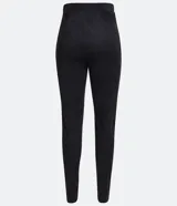 Pantalón tipo legging de tiro alto confeccionado en material sintético con recortes verticales y cierre lateral con cremallera.
