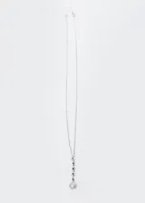 Cadena de plata 925 con dije colgante de perla de río y circonitas engarzadas.