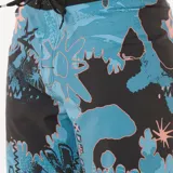 Short de baño Rip Curl Mirage Mason Raw Energy de 19 pulgadas, color celeste con estampado abstracto en negro y naranja.