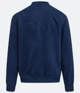 Chaqueta bomber de Marfinno en color tostado, con cierre frontal y cuello de tejido acanalado. Presenta un diseño liso con costuras horizontales y bolsillos funcionales.