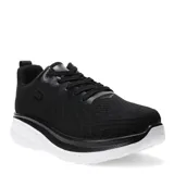 Championes deportivos de hombre con capellada de tejido técnico en color negro, cierre mediante cordones y suela de goma blanca con entresuela de alto perfil.