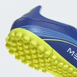 Championes de fútbol Adidas F50 Messi Club, color azul con detalles en amarillo.