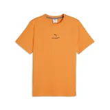 Remera de algodón color naranja, con cuello redondo y mangas cortas. Presenta un pequeño logo de Puma y la inscripción McLaren Racing estampados en el centro del pecho.