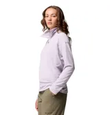 Buzo polar Columbia modelo Glacial IV, color lila, con diseño de media cremallera y cuello alto. Confeccionado en tejido micropolar ultraligero y elástico.