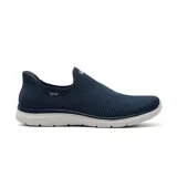 Championes Skechers Virtue Ambrosia color azul marino, estilo slip-on, con capellada de tejido knit, plantilla Memory Foam y suela de goma blanca.
