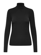 Top de manga larga con cuello alto, confeccionado en tejido jersey suave con acabado melange. Presenta un diseño básico y versátil de calce regular.