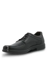 Zapato de vestir negro con tecnología waterproof, confeccionado en cuero con cordones y suela de poliuretano.