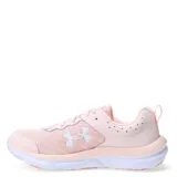 Championes de running Under Armour modelo Charged Assert 10, color negro con detalles en blanco. Presentan parte superior de malla transpirable con refuerzos sintéticos, tecnología de amortiguación Charged Cushioning en la entresuela y suela de goma resistente para mayor tracción.