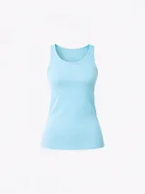 Musculosa de algodón y viscosa, color negro, con diseño acanalado y cuello redondo.