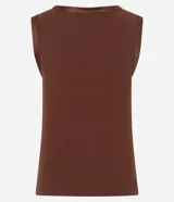 Blusa sin mangas de Cortelle, color negro, de corte ajustado y diseño liso, con detalle de ribete satinado en el cuello y las sisas.