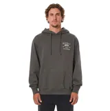 Canguro de abrigo color gris oscuro con capucha ajustable mediante cordón, bolsillo tipo canguro en la parte frontal y estampa pequeña en el pecho de la marca Katin.