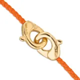 Pulsera de cuero trenzado color naranja con cierre de mosquetón entrelazado bañado en oro de 18k.