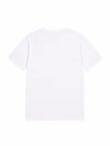 Remera de cuello en V, manga corta, color negro, de corte clásico y diseño minimalista.