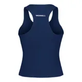 Musculosa deportiva azul marino de corte ajustado, con diseño estilo nadadora y sujetador incorporado.