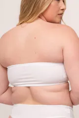 Soutien strapless blanco, estilo top, sin aro y con copa moldeada. Confeccionado en lycra reforzada doble y con bolsillo para colocar copa y armar el busto.